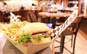 Burger and french fries at Turbo Grill restaurant